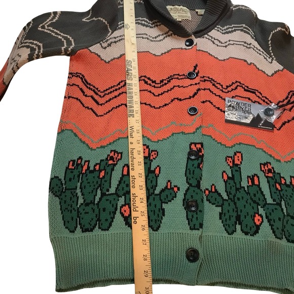 Powder River Outfitters Southwestern Desert Cactus Collar Cardigan Sweater L - Picture 7 of 16